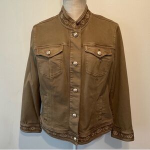 WHBM Embroidered Tan Jacket Sz 14